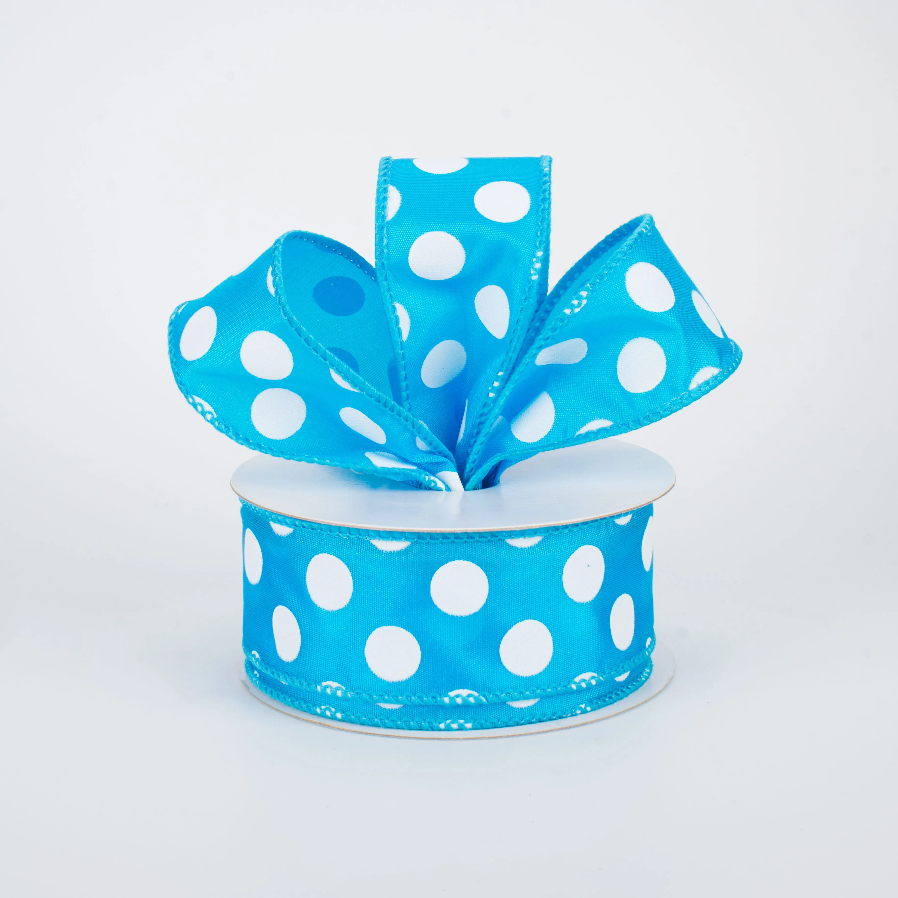 1.5" Big Polka Dot Ribbon: Blue & White (10 Yards)