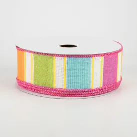 1.5" Bold Stripes Ribbon: White, Pink, Orange, Green, Yellow (10 Yards)