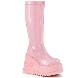 4 Inch Wedge Platform STOMP-200 Baby Pink Holo