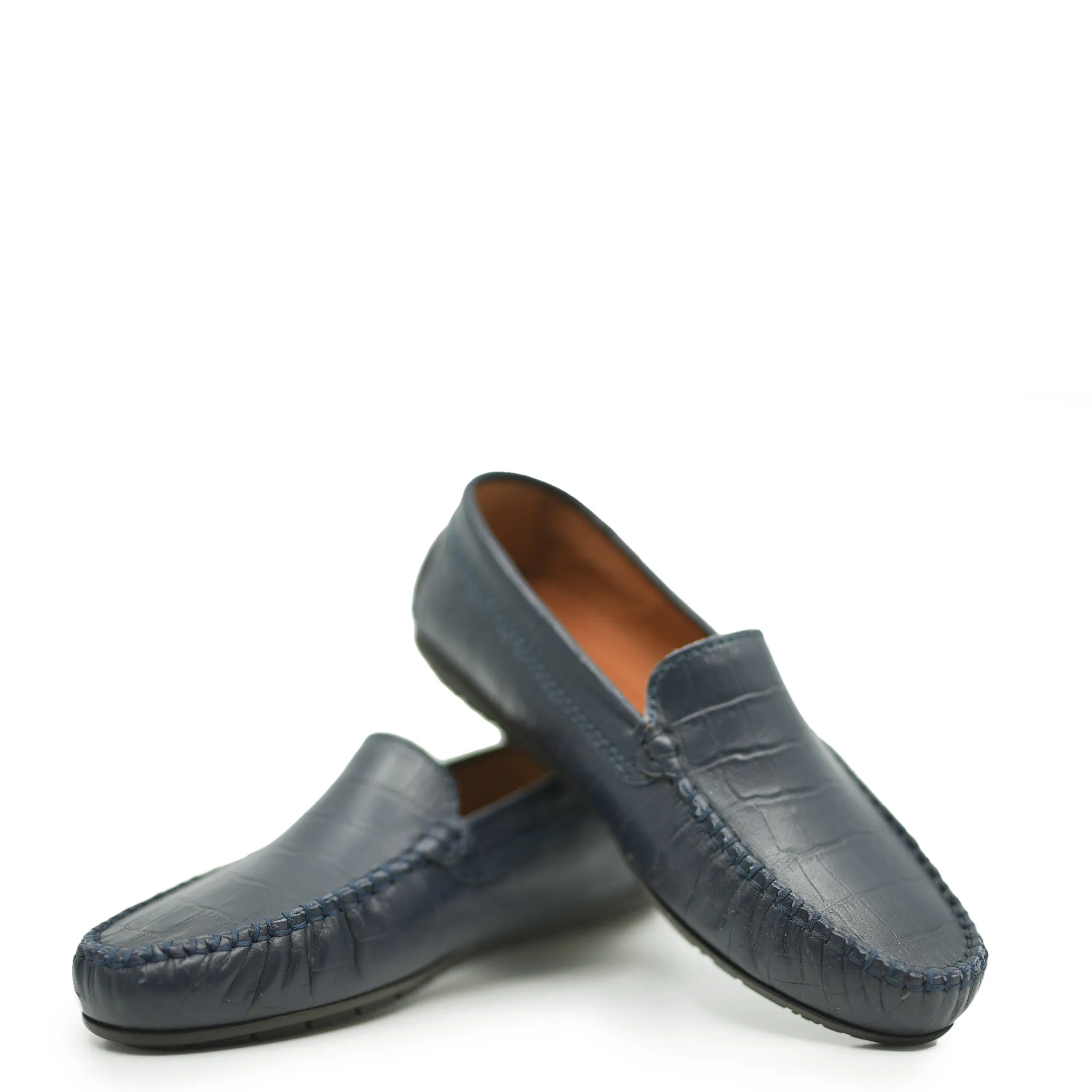 Atlanta Mocassin Navy Croc Loafer