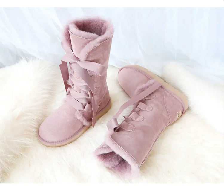 Australian sheepskin fur snow boots women's high boots