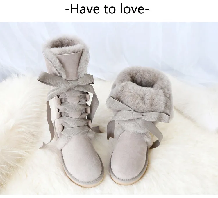 Australian sheepskin fur snow boots women's high boots