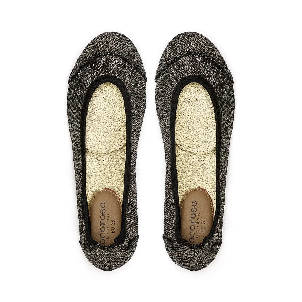 Barbican - Midnight Pewter Fold Up Ballet Flats