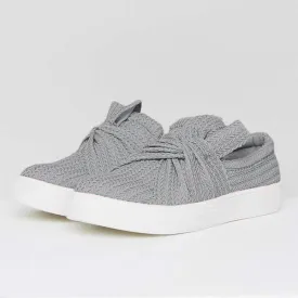 Bow Knit Platform Slip on Loafers Low Top Walking Shoes