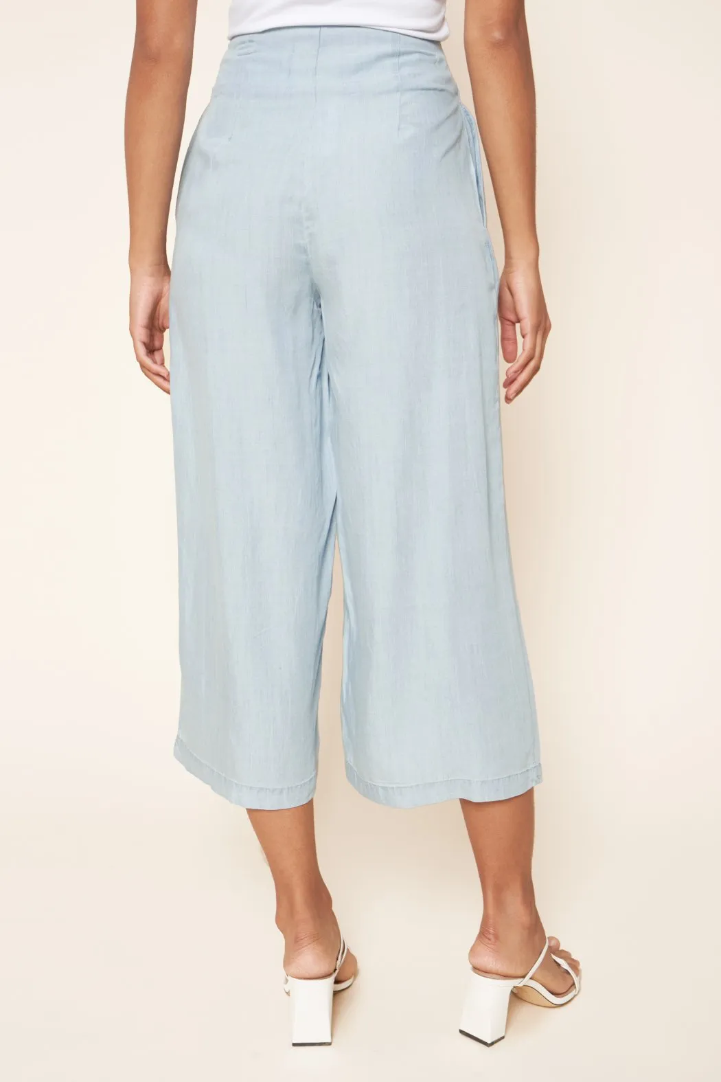 Cannes Chambray Cropped Wide Leg Pants