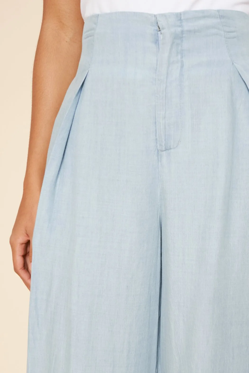 Cannes Chambray Cropped Wide Leg Pants