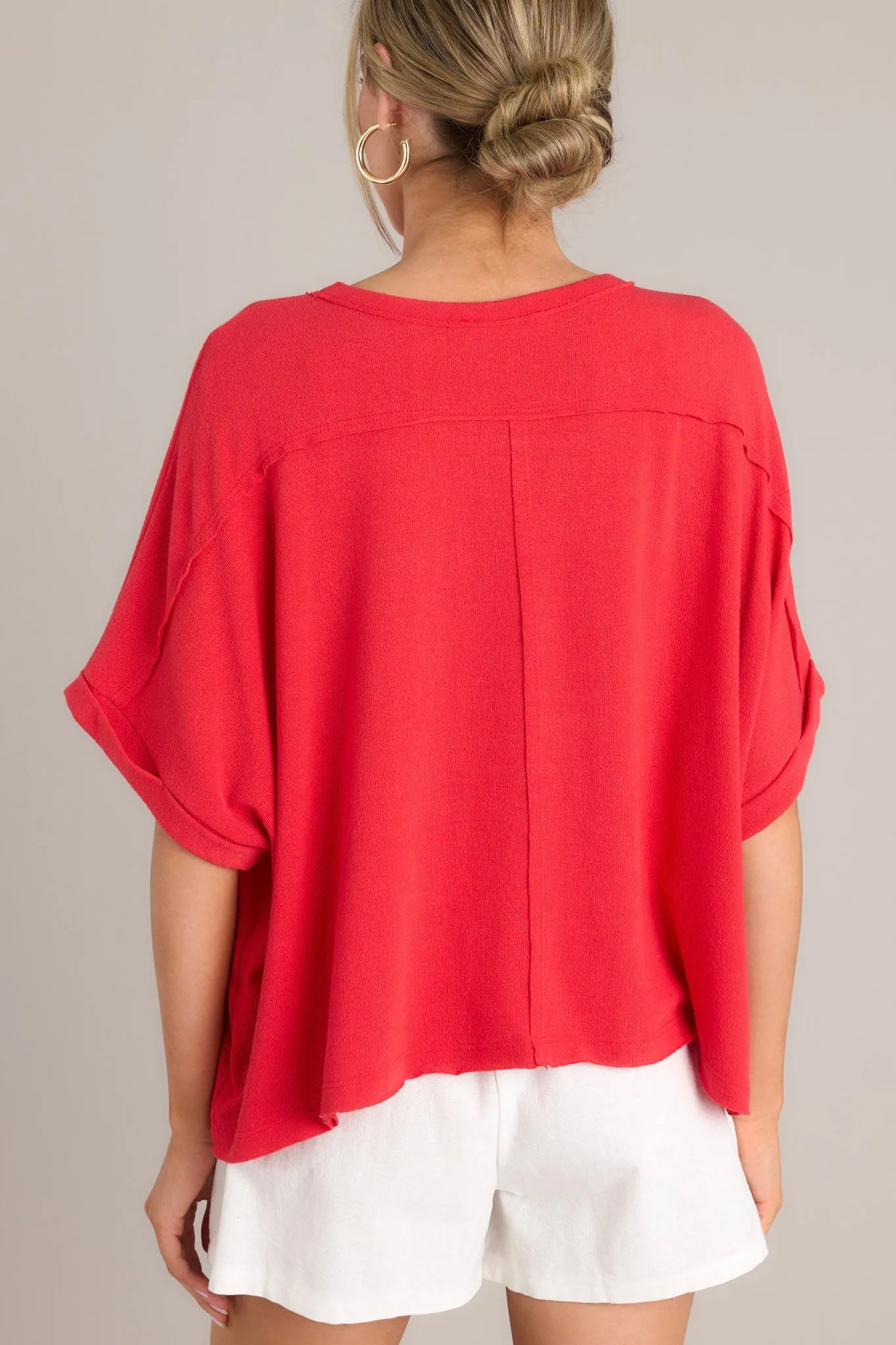 Echoes Of The Heart Tomato Red Dolman Top