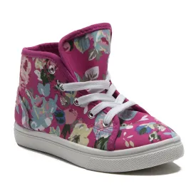 Girls Cay-05K Floral Print Canvas Hi-Top Sneaker Boots