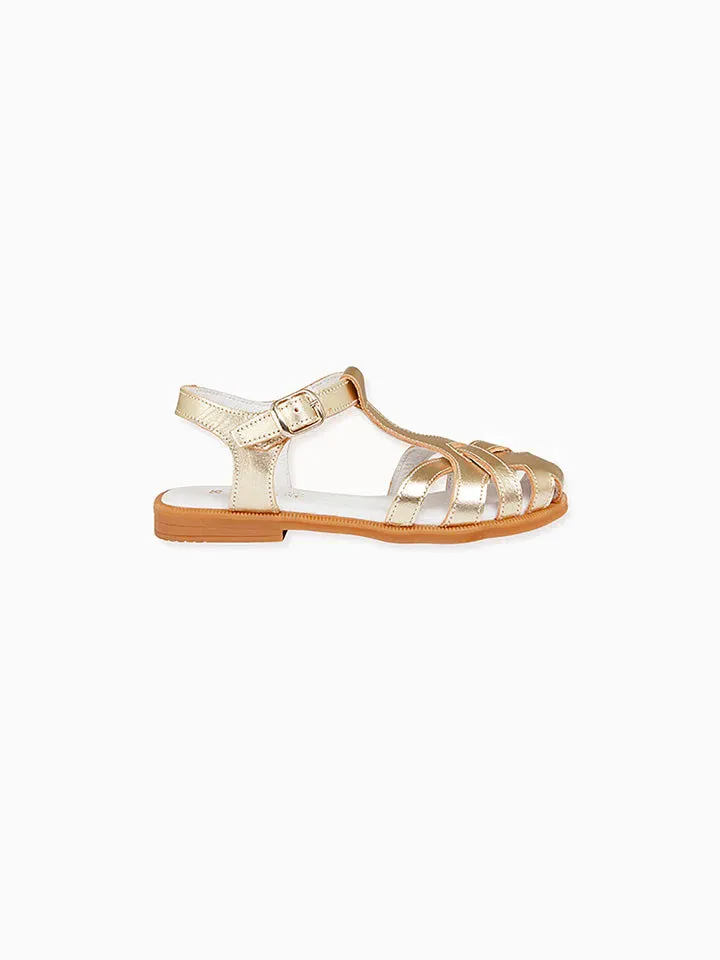 Gold Sofia Leather Girl Sandals