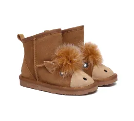 Kid Sheepskin Wool Boots Pony Kids Plus