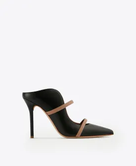 Maureen 100 Black & Blush Leather Mules