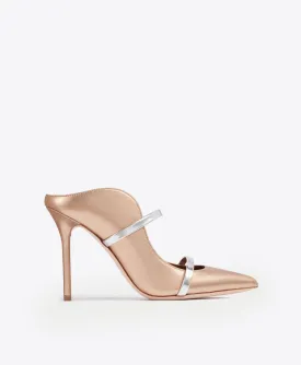 Maureen 100 Gold & Silver Leather Mules