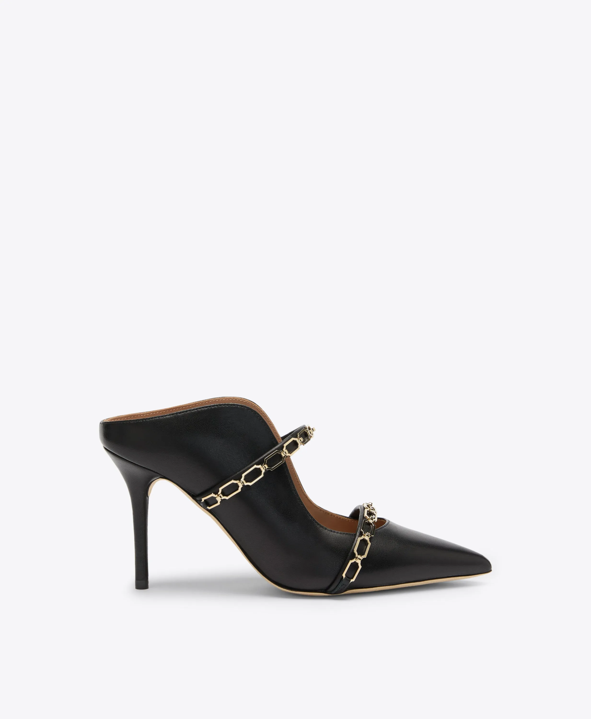 Maureen 85 Black Leather Mules