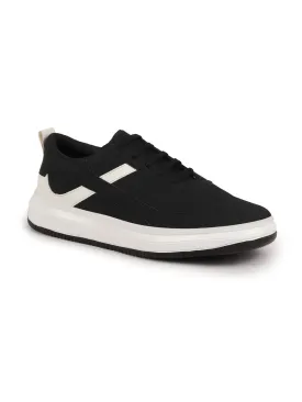 Men Black Lace Up White Stripped Trendy All Day Comfortable Lightweight Sneakers Casual Shoes