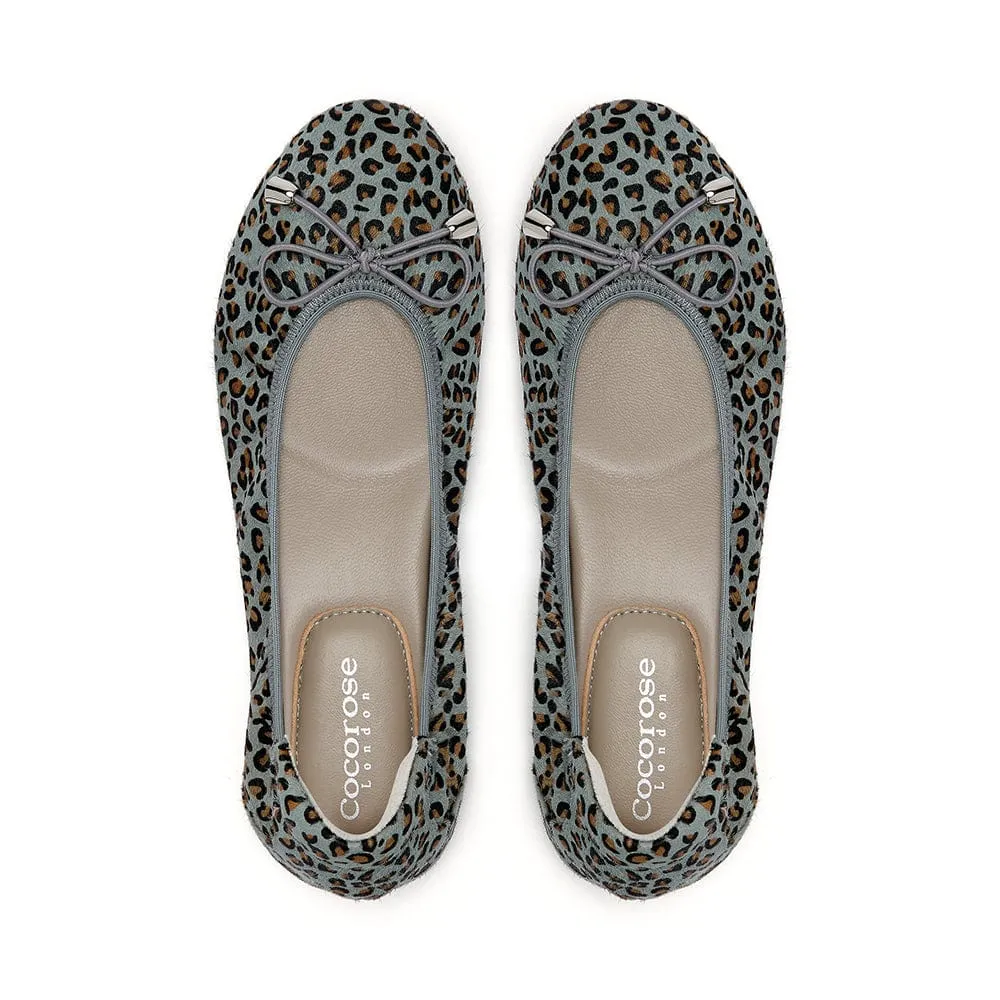 Sandringham - Grey Leopard Leather Flats