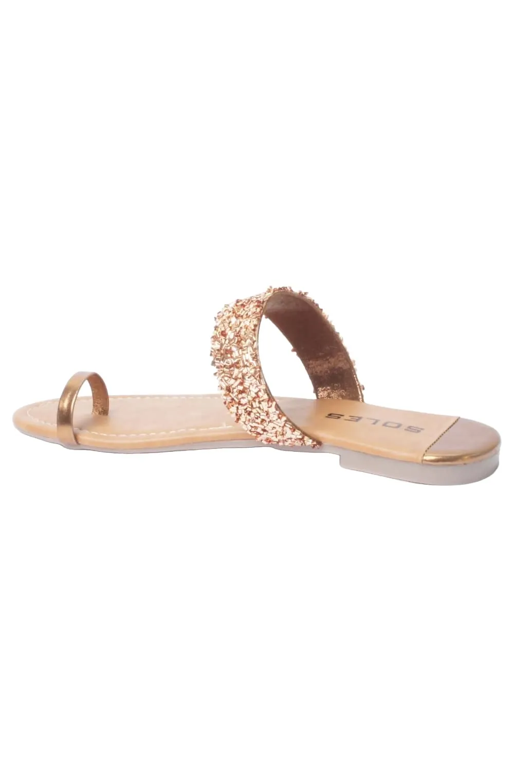 SOLES Bronze Flat Sandals - Trendy