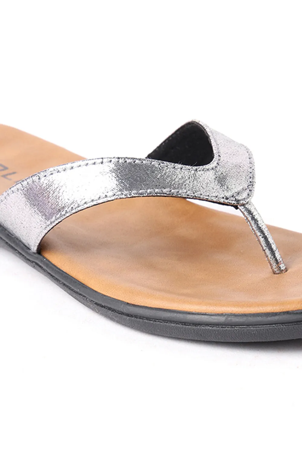 SOLES Shimmering Metallic Flat Sandals - Sparkle with Every Step