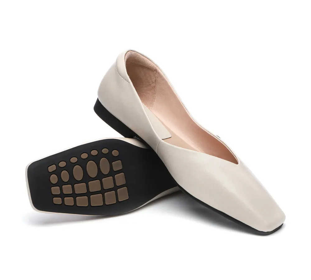 Square Toe Leather Ballet Flats Women Libera