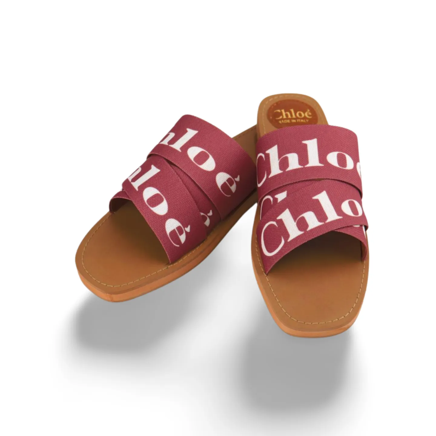 Women's Canvas Logo Ribbon Woody Flat Slide Sandals -1006