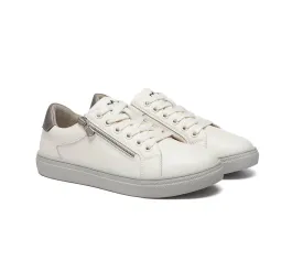 Zip Decor Low-Top Leather White Sneakers Women Chloe